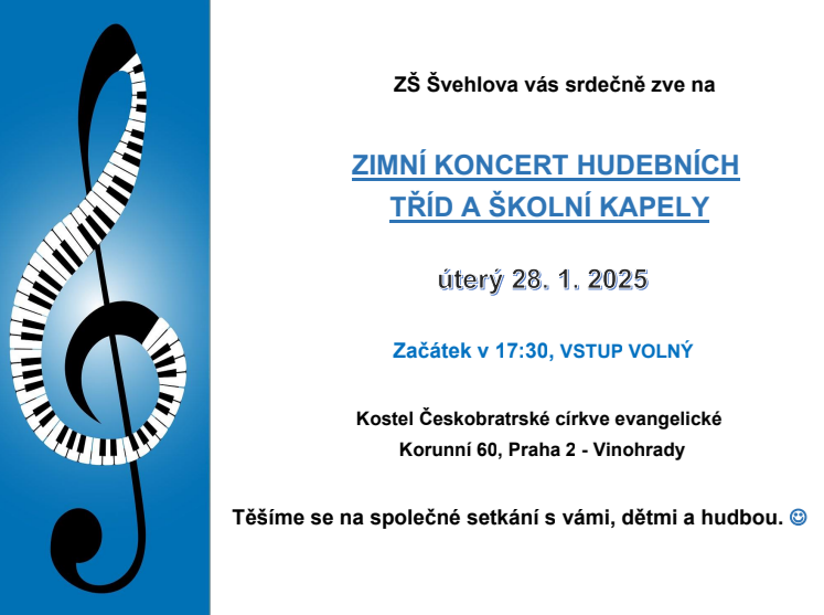 ZIMNÍ KONCERT HUDEBNÍCH TŘÍD A ŠKOLNÍ KAPELY